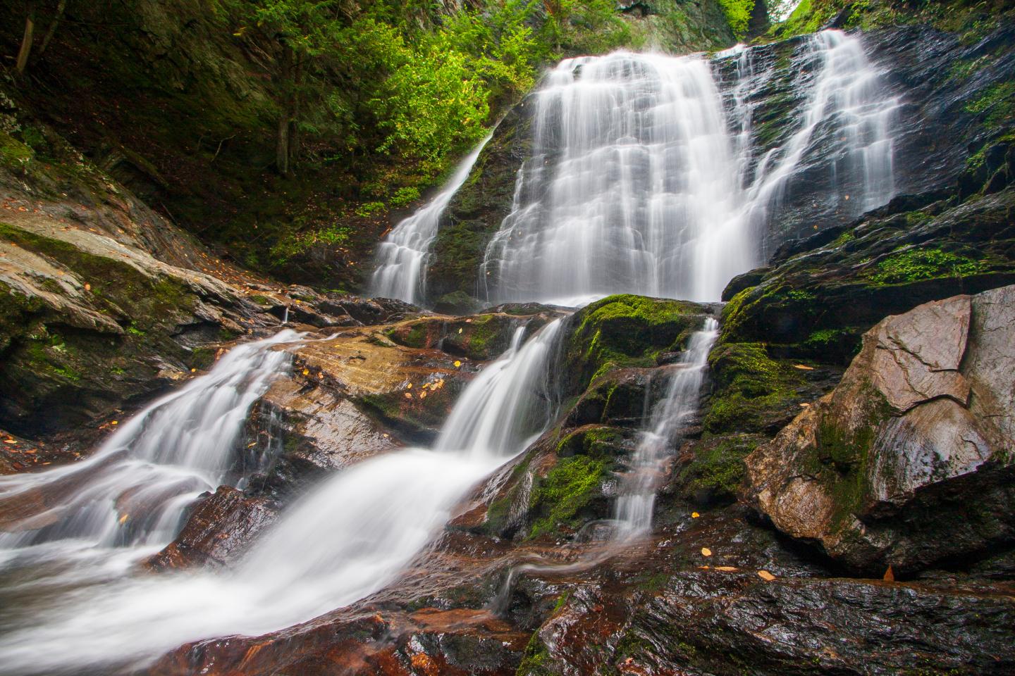 Waterfall in spring in Stowe, Vermont