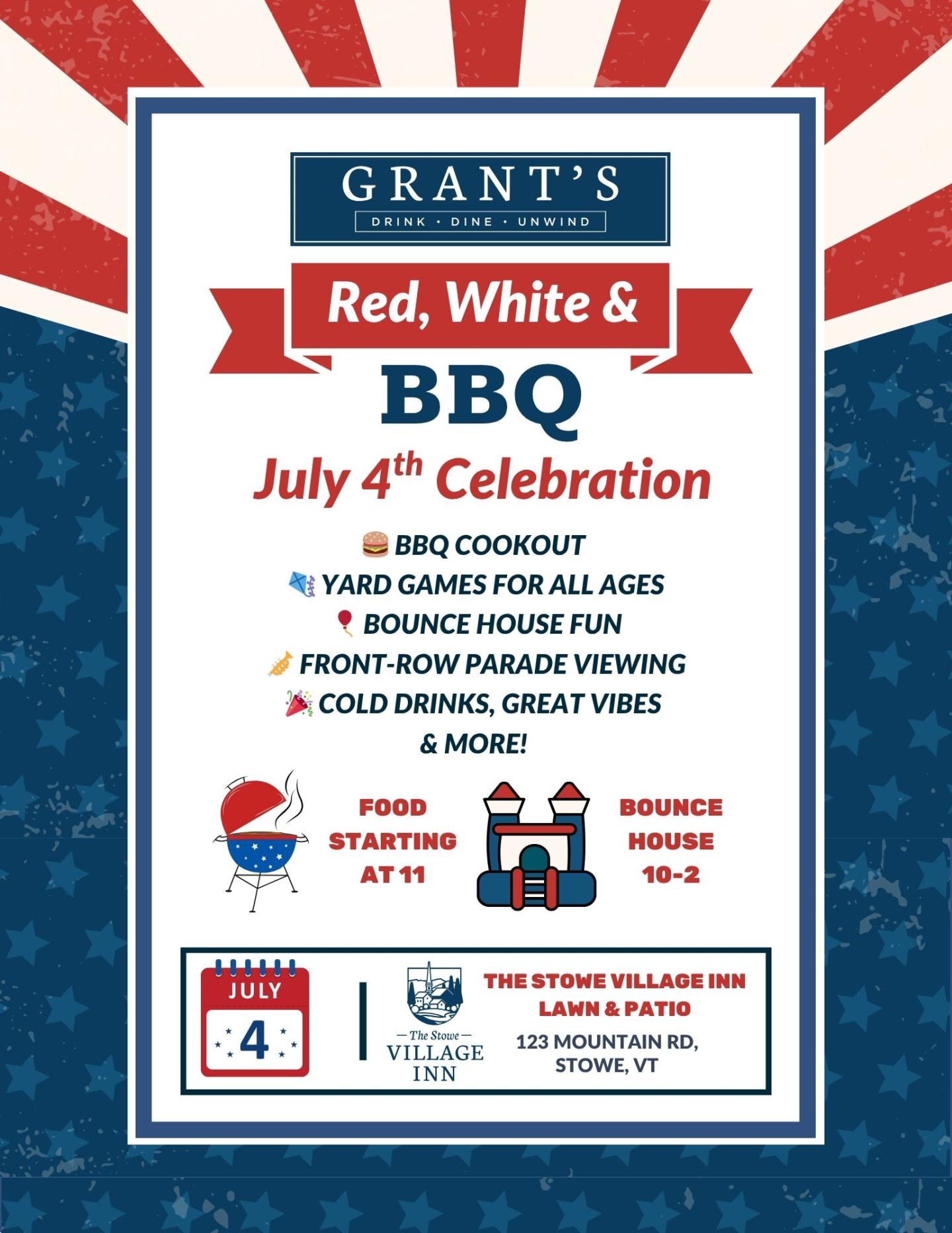 Kentucky Derby themed July 4th BBQ event flyer with patriotic colors.