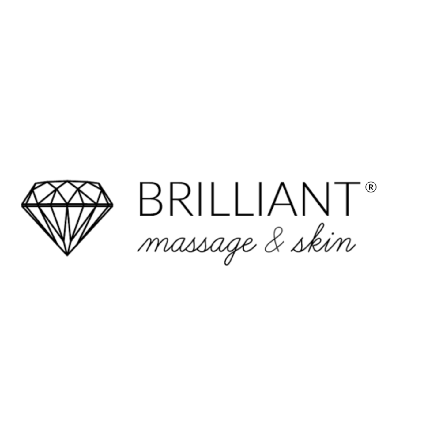 Diamond logo with text "Brilliant massage & skin".