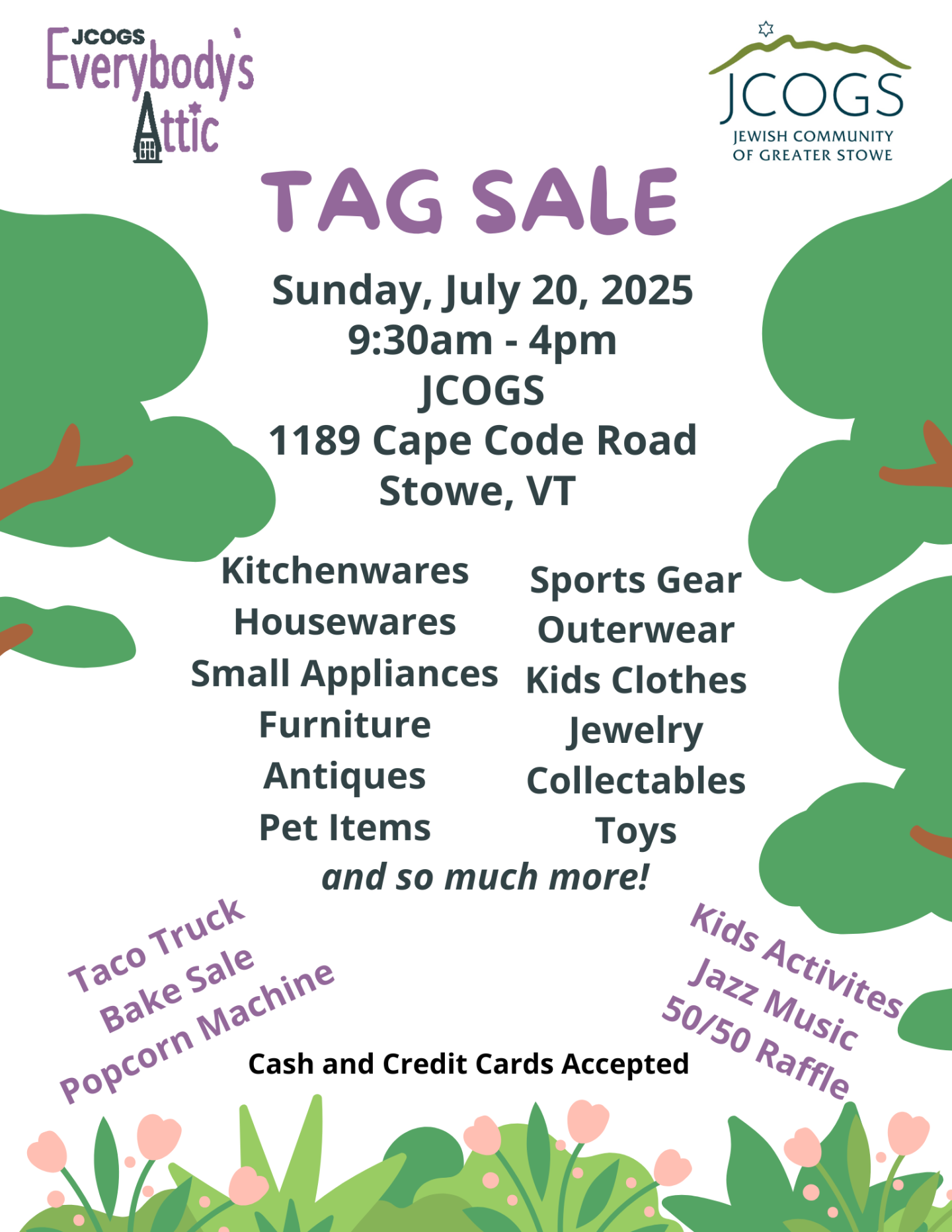 Tag sale flyer with event details