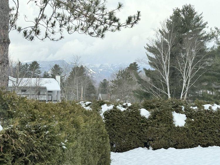 Stowe Motel view of Mt Mansfield in the Winter