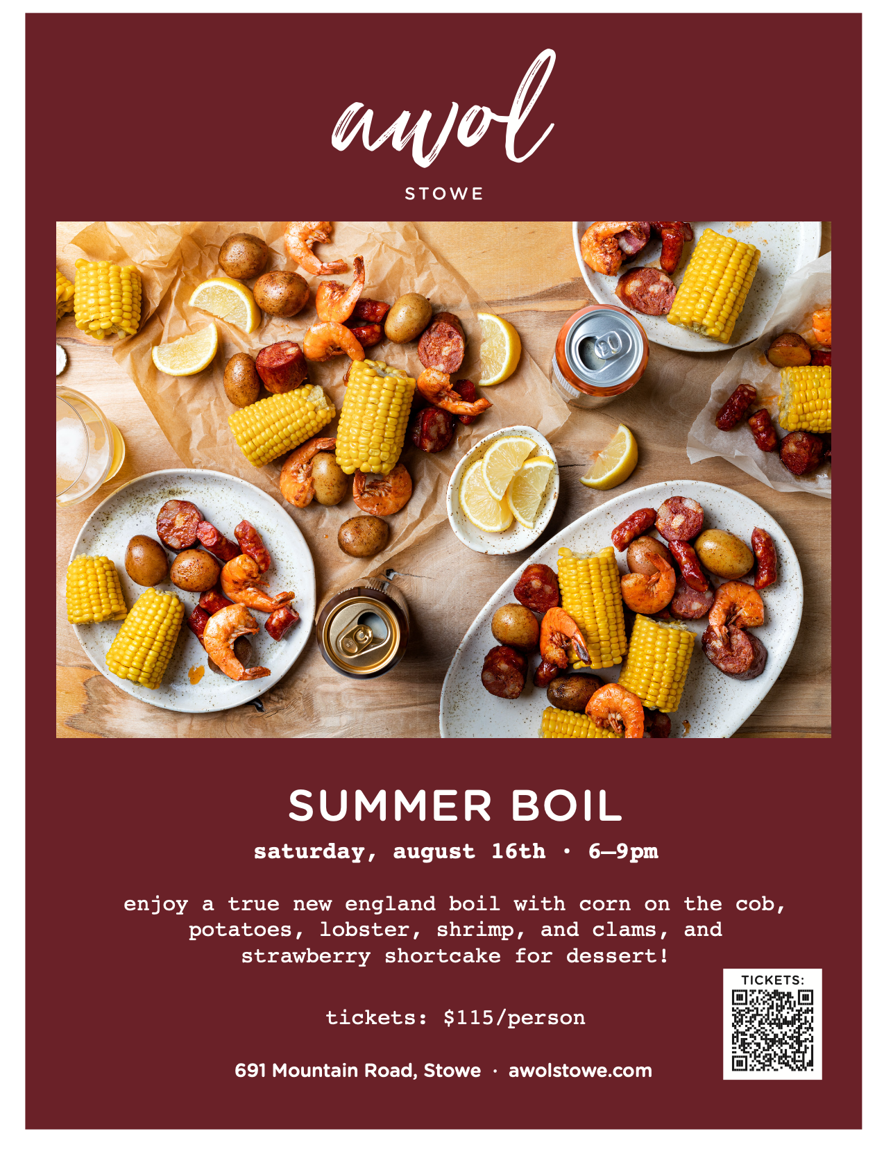 Plates of seafood boil with corn, potatoes, and lemon slices.