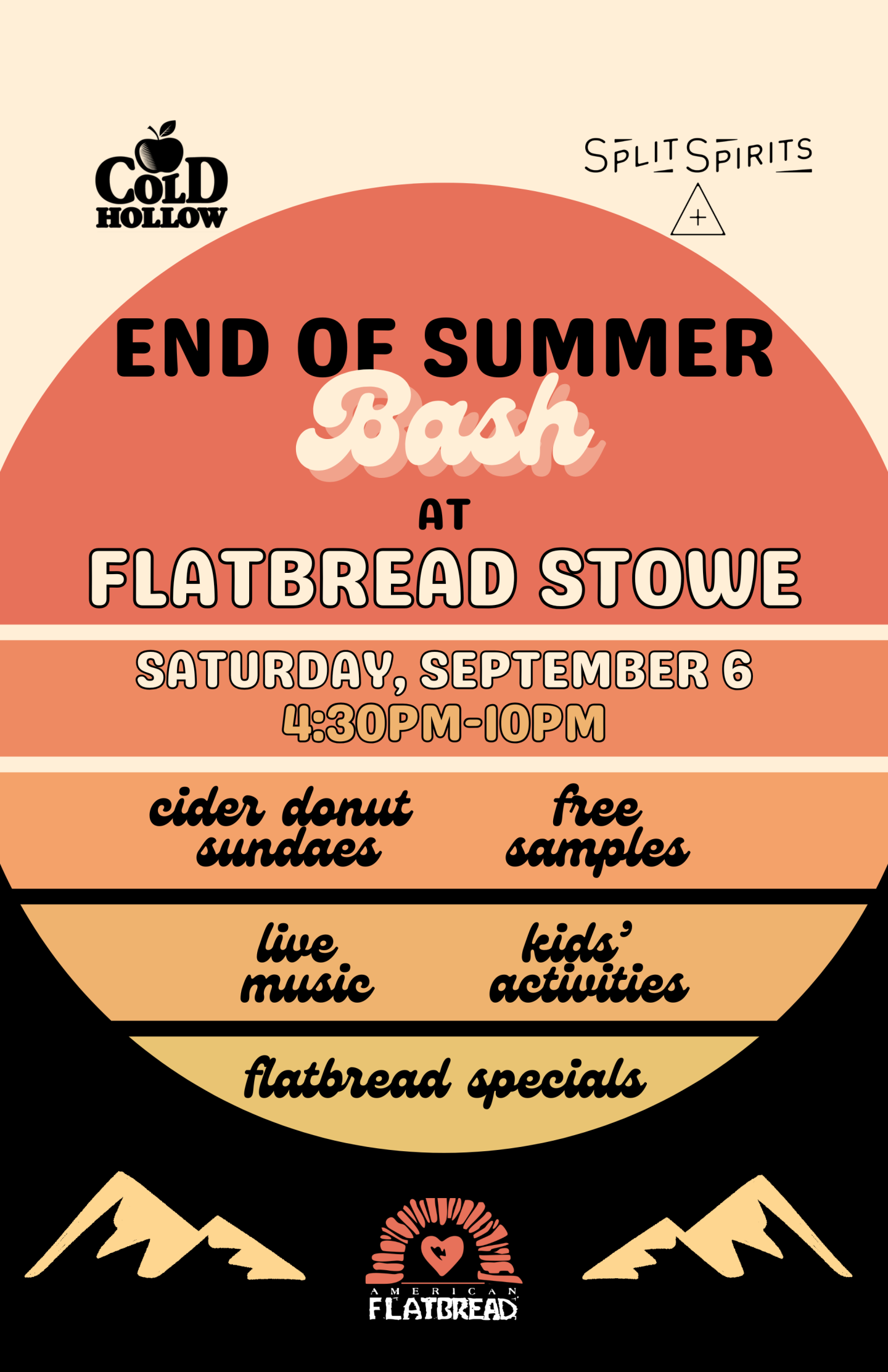End of Summer Bash event poster with details and logos.