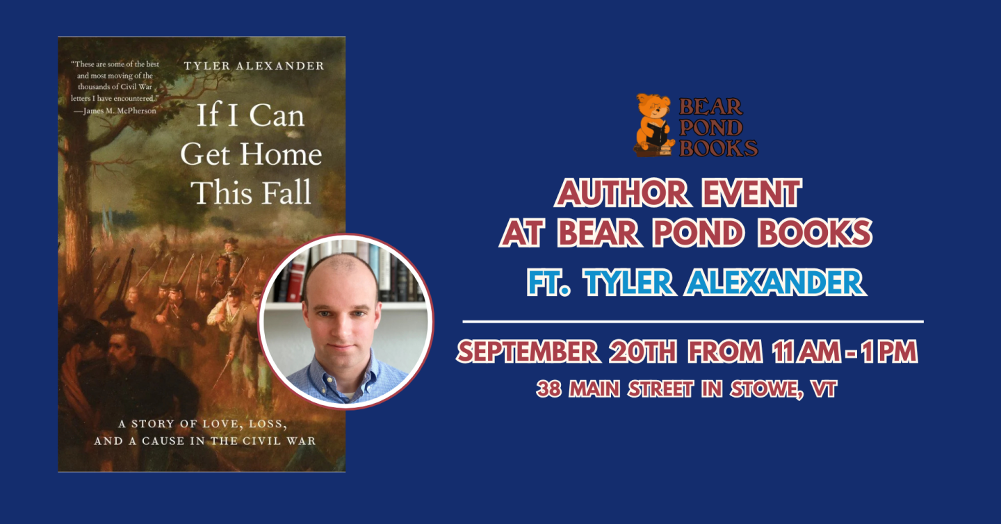 Book event poster with author photo and event details.