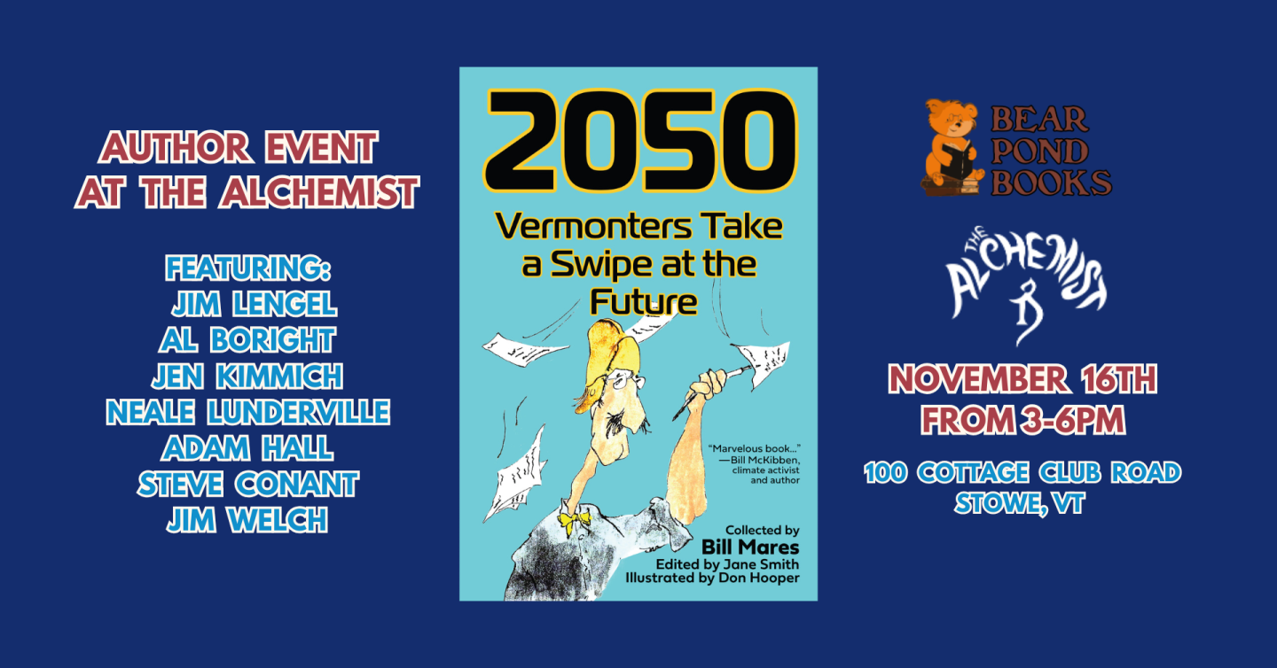 Author event flyer with date and location details.