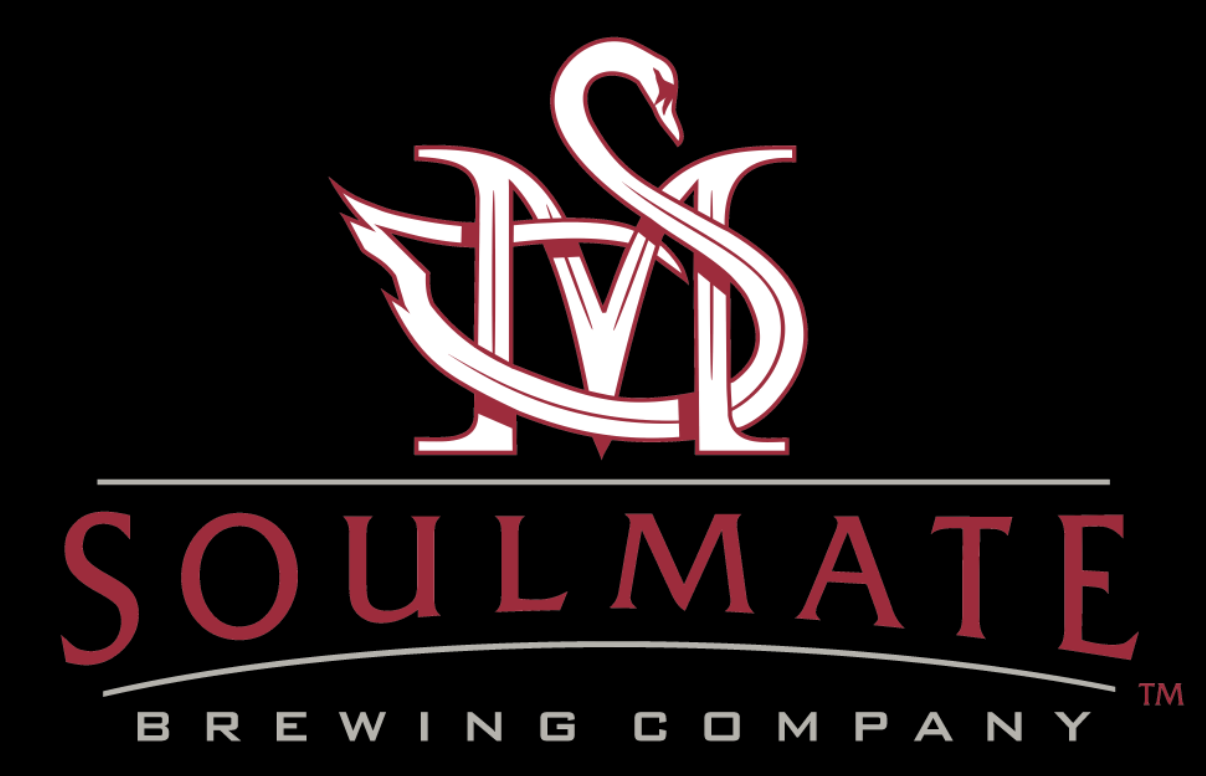 Soulmate Brewing Company logo with swan design on a black background.