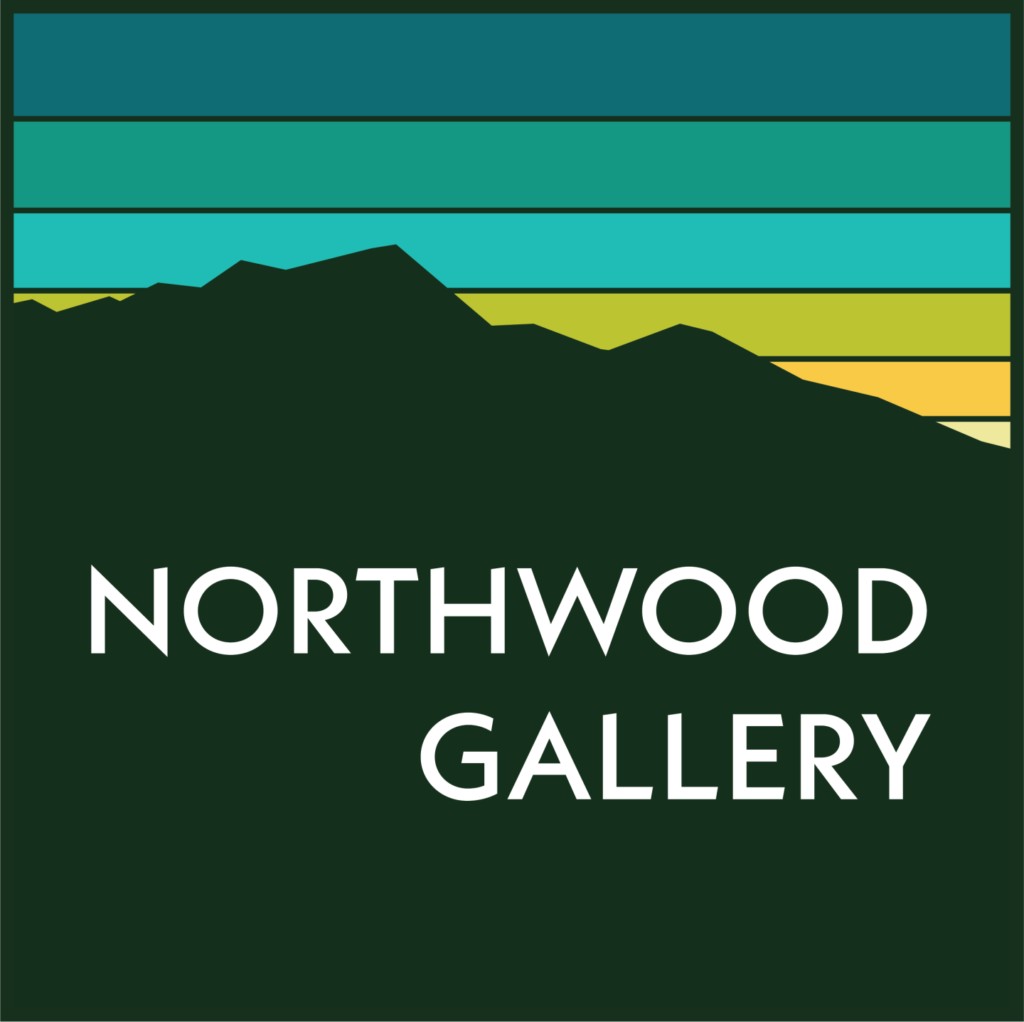Northwood Gallery logo with mountain silhouette and colorful stripes.