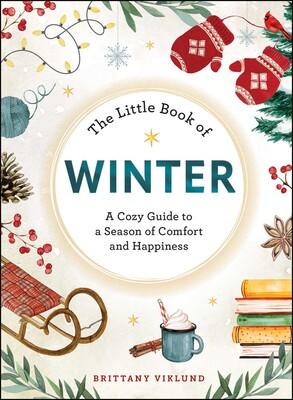 Cozy winter-themed book cover with mittens, sled, and hot cocoa.