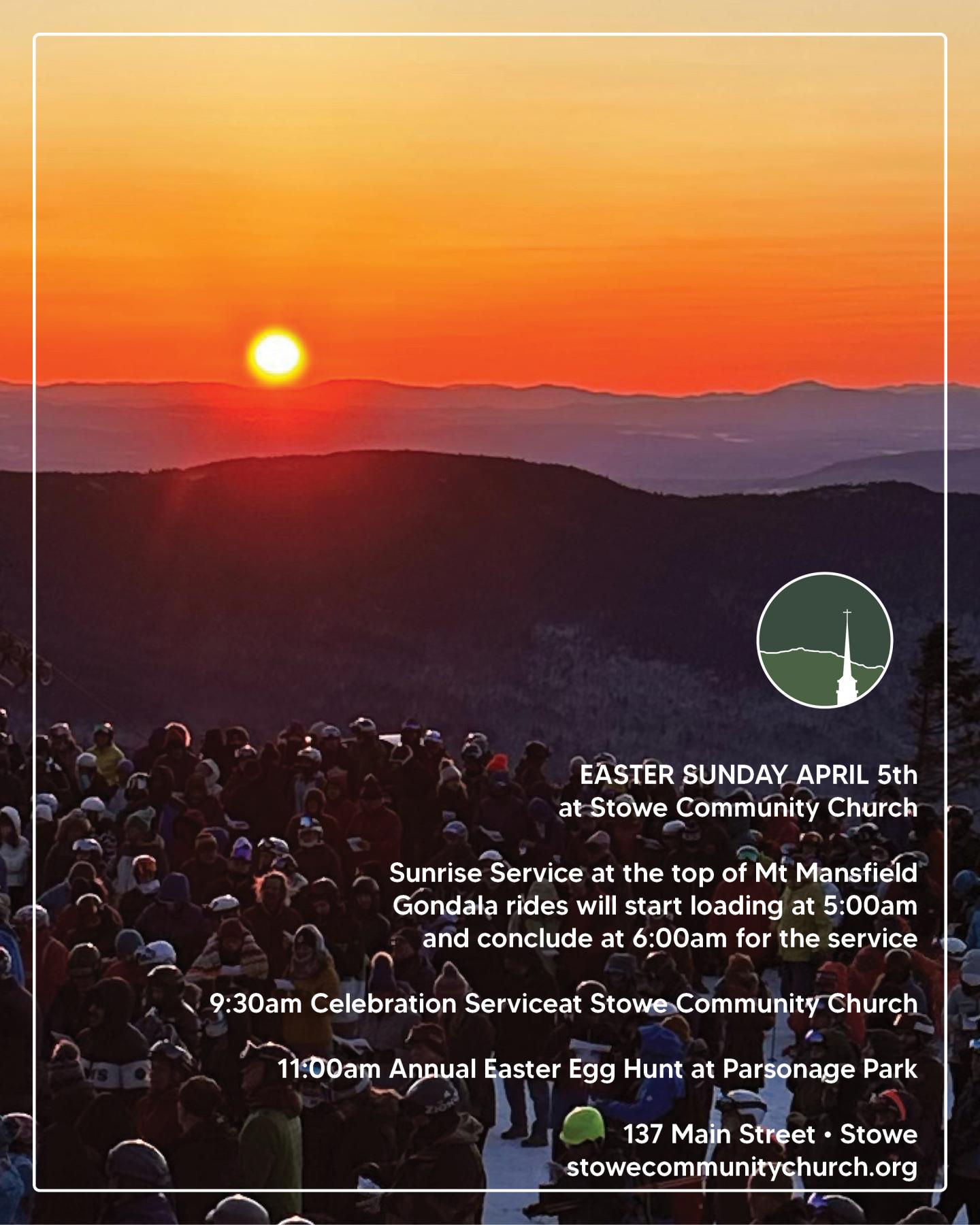 Crowd watching a vibrant sunrise over mountain peaks.