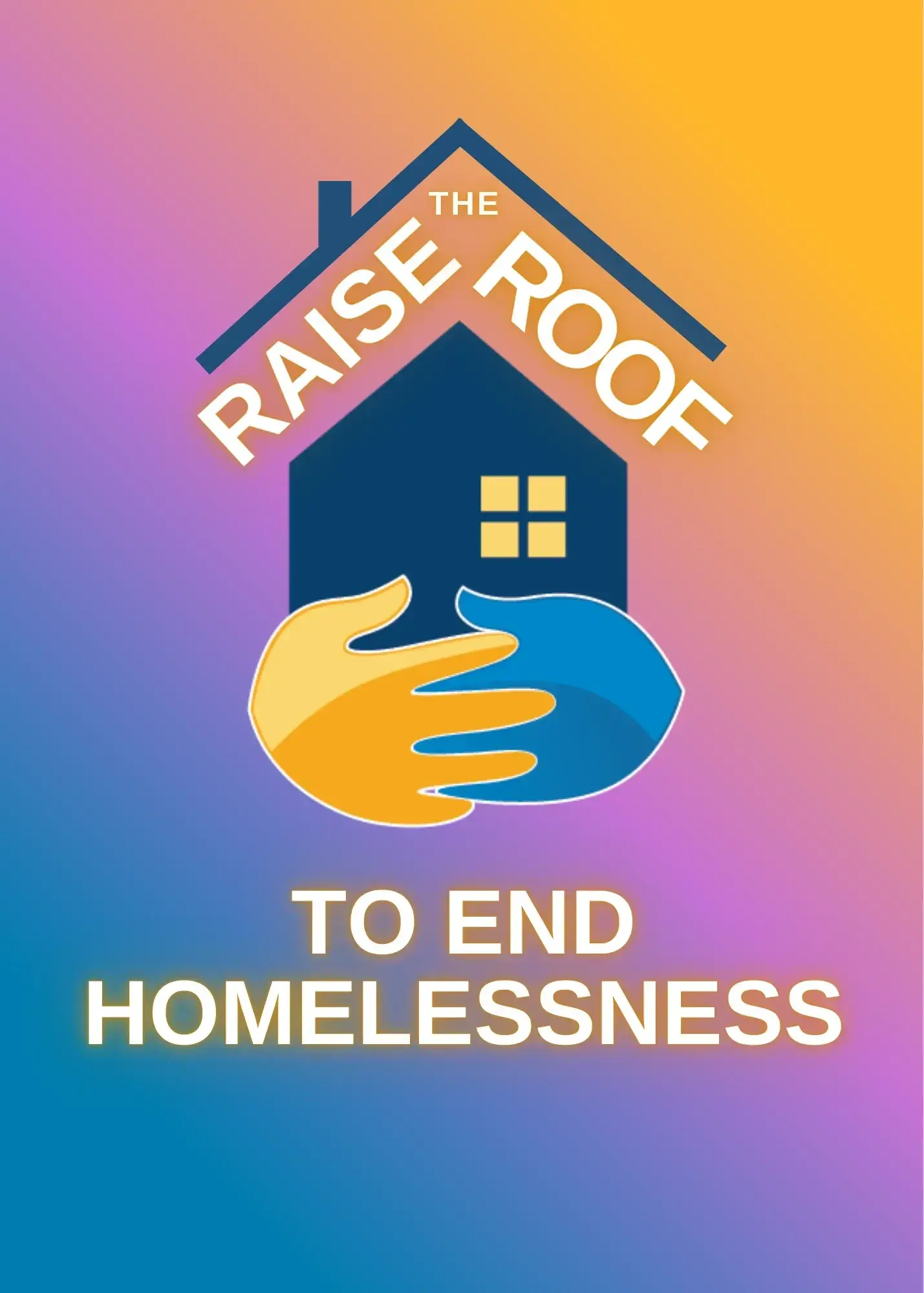 Raise the Roof logo with colorful gradient background.