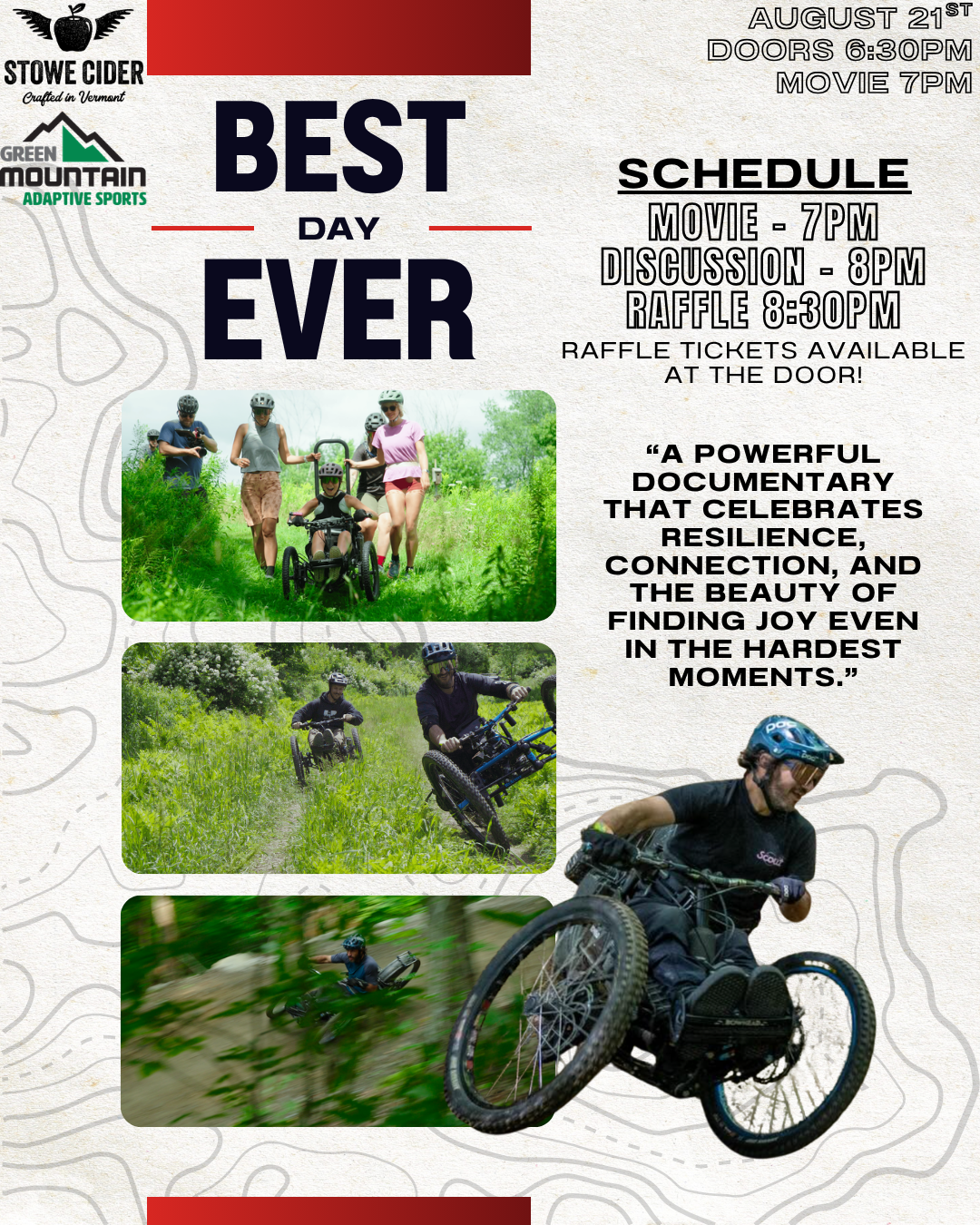 Documentary poster with people enjoying outdoor sports and nature trails.