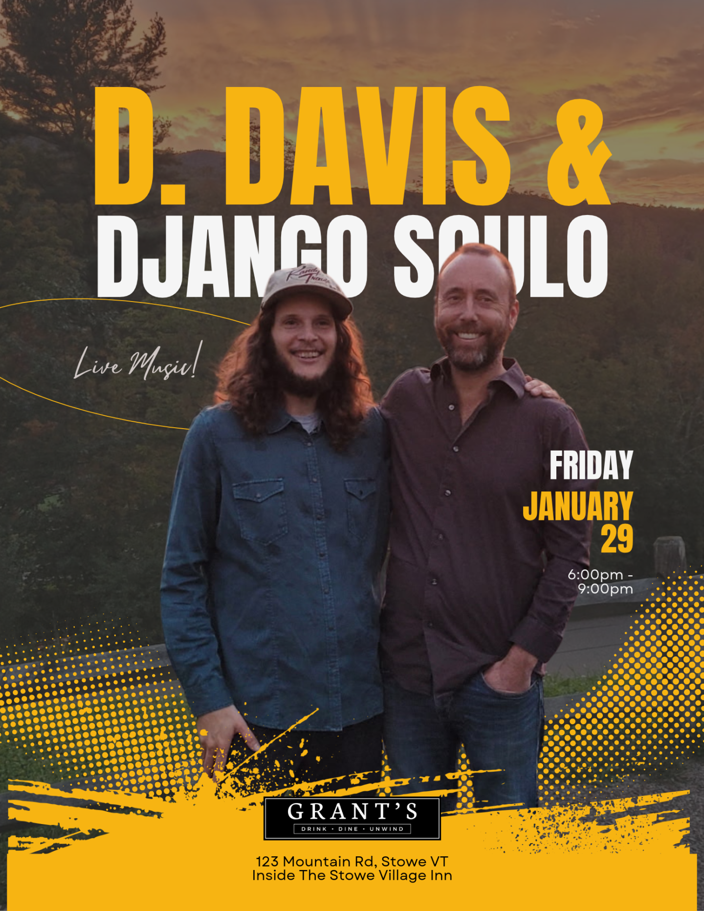 D. Davis &amp; The Roadhouse Band concert poster, Friday January 29.